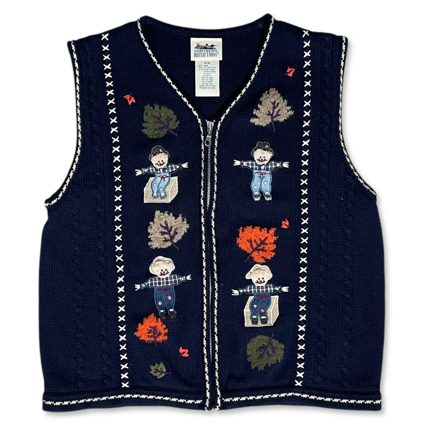 VINTAGE FALL FESTIVE ZIP UP VEST - M