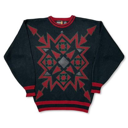 VINTAGE 90s SASSON GEOMETRIC CHRISTMAS SWEATER - L