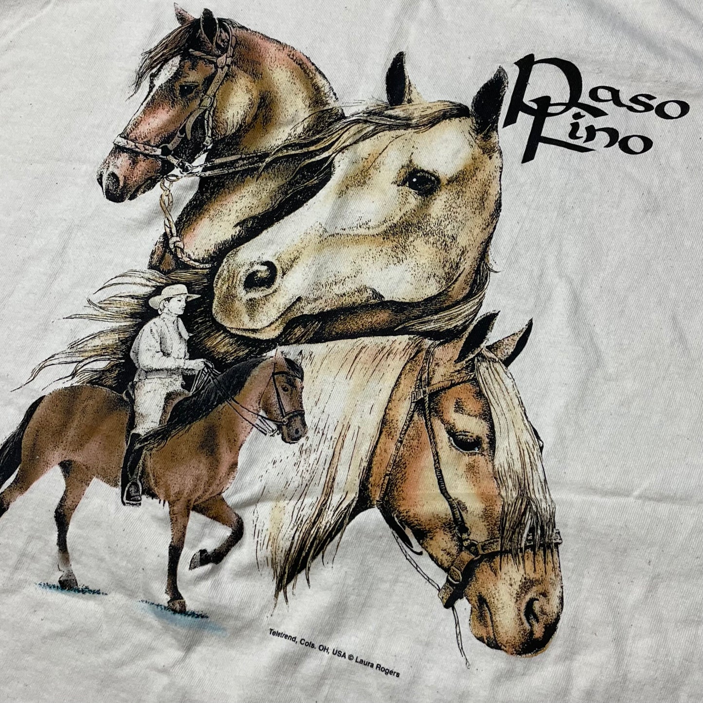 VINTAGE PASO FINO HORSES COLLAGE T SHIRT - XL