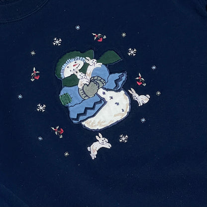 VINTAGE SNOWMAN AND BUNNIES SWEATSHIRT - WOMEN’S M