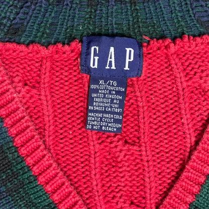 VINTAGE GAP CABLE KNIT V NECK SWEATER - WOMEN’S S