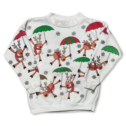 VINTAGE 80s REINDEER AOP SWEATSHIRT - YOUTH S