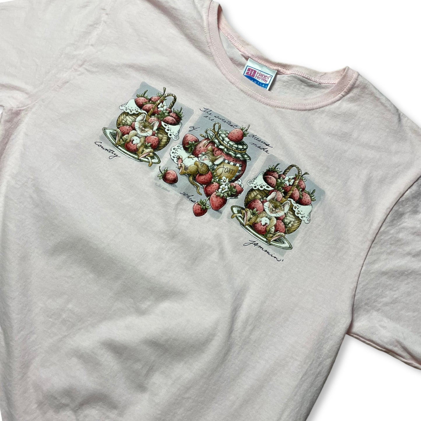 VINTAGE MOUSE EATING JAM T SHIRT - WOMEN’S L