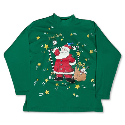 VINTAGE SANTA JINGLE BELLS PUFF PRINT SWEATSHIRT - L