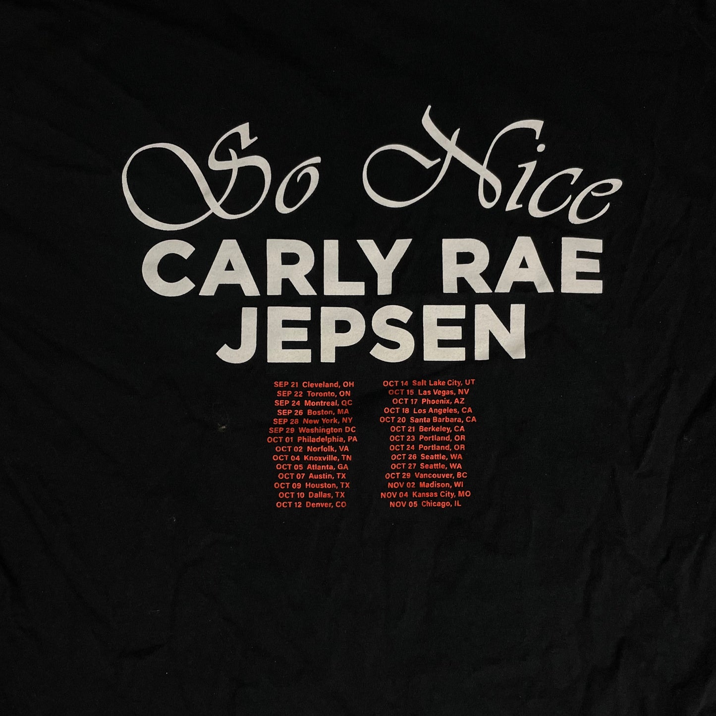 CARLY RAE JEPSEN TOUR T SHIRT - XL