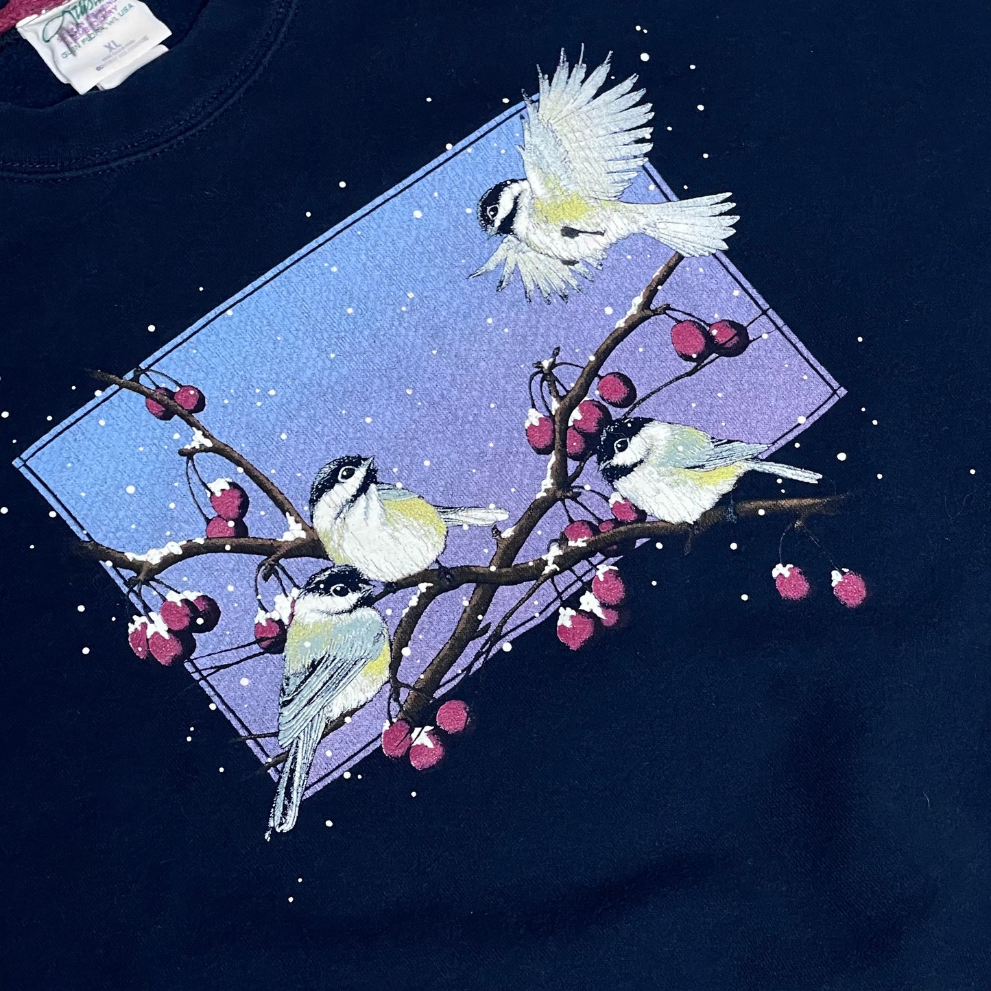 VINTAGE WINTER BIRDS SWEATSHIRT - XL