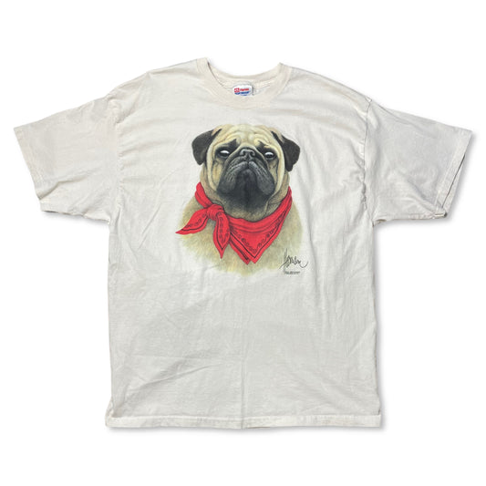 VINTAGE PUG WITH BANDANA T SHIRT - XL