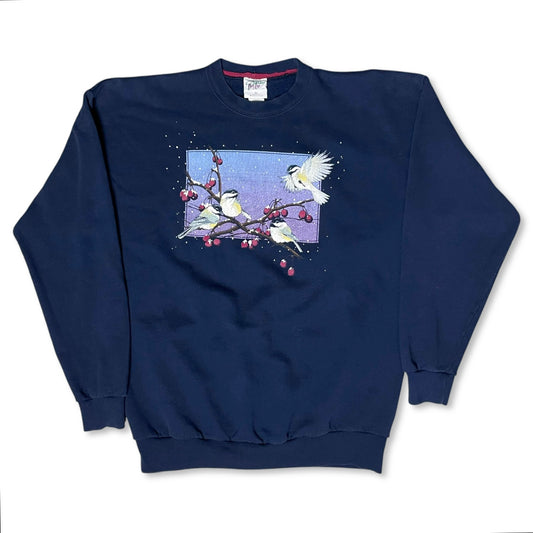 VINTAGE WINTER BIRDS SWEATSHIRT - XL