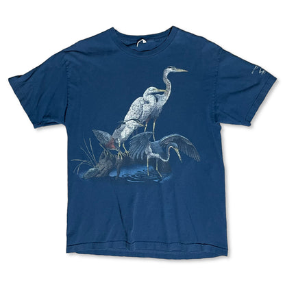 VINTAGE HERON BIRD WILDLIFE T SHIRT - L