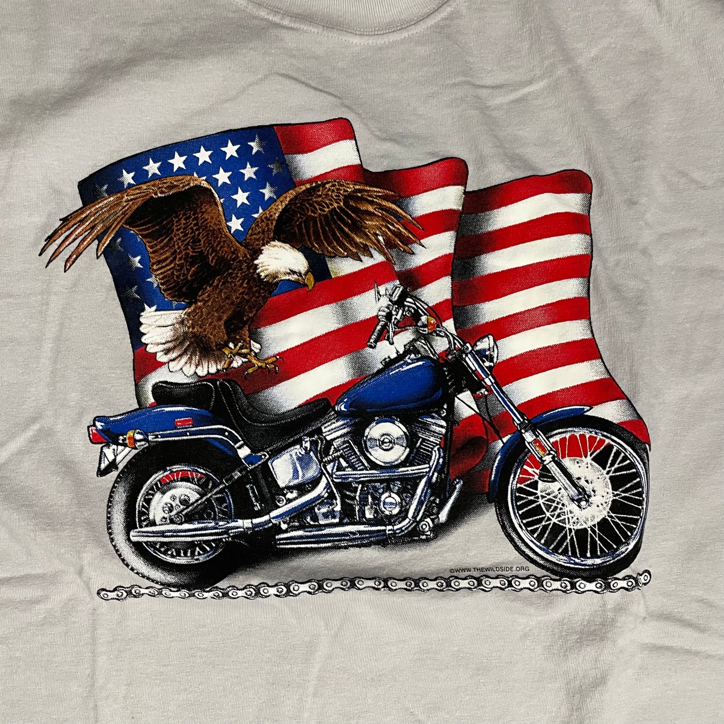 VINTAGE PATRIOTIC MOTORCYCLE T SHIRT - L