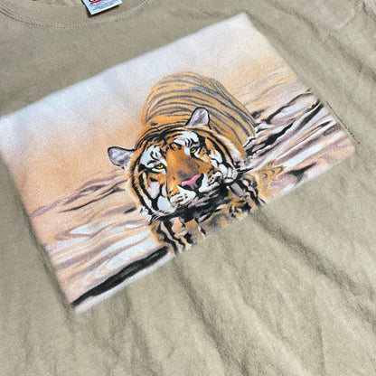 VINTAGE SWIMMING TIGER T SHIRT - XL