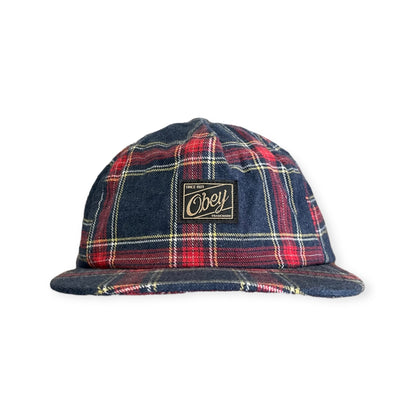 VINTAGE 90s OBEY PLAID SNAPBACK HAT - OS