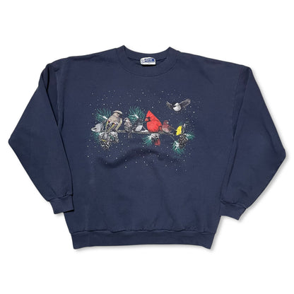 VINTAGE WINTER BIRDS SWEATSHIRT - XL