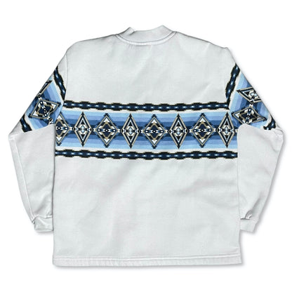 VINTAGE AZTEC WINTER PRINT BUTTON UP SWEATSHIRT - S