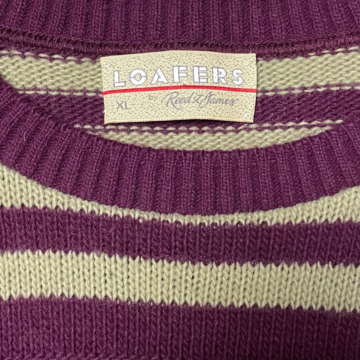 VINTAGE 90s MAROON STRIPED KNIT SWEATER - XL