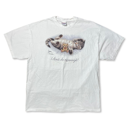 VINTAGE I DON’T DO MORNINGS CAT T SHIRT - XL