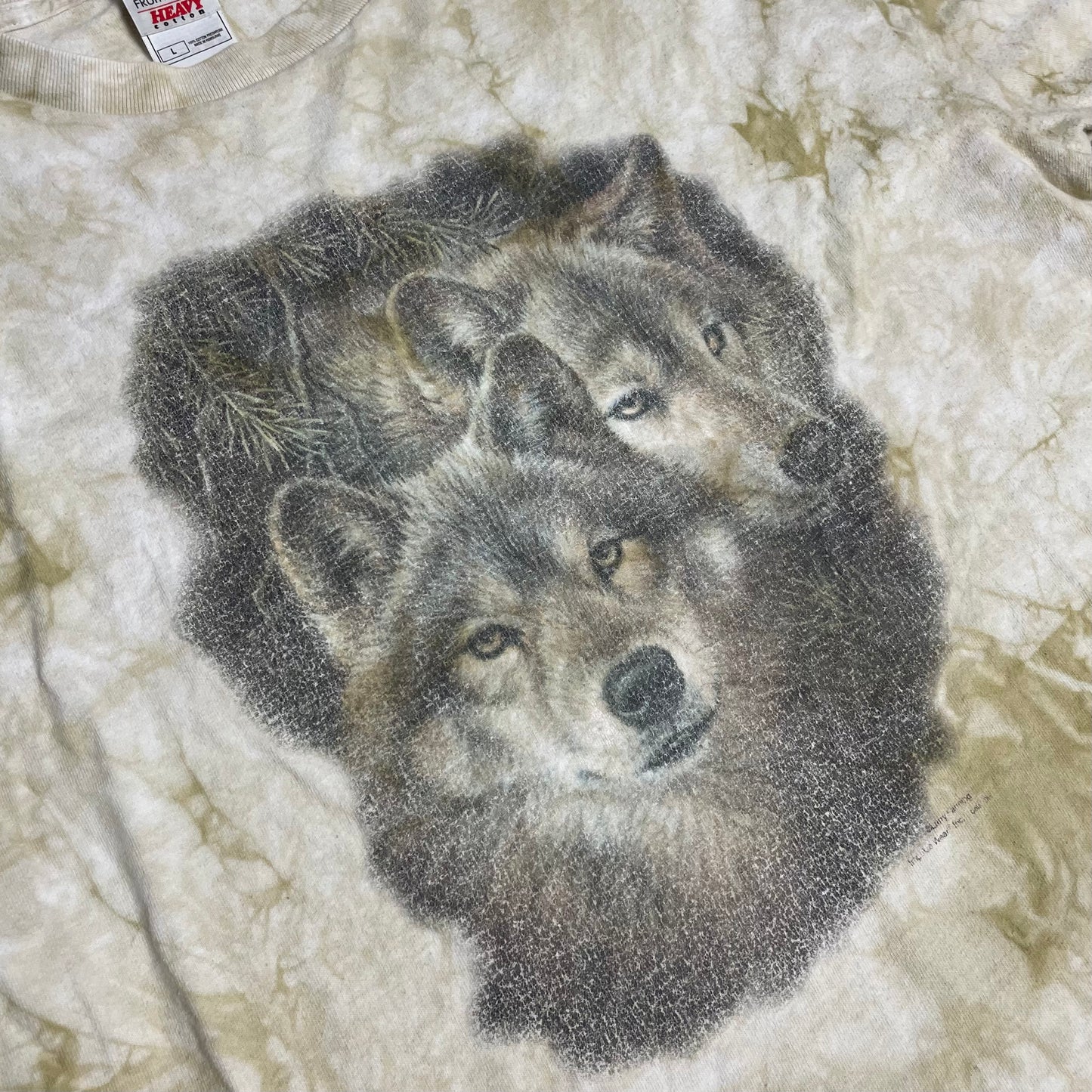 VINTAGE TIE DYE WOLF T SHIRT - L