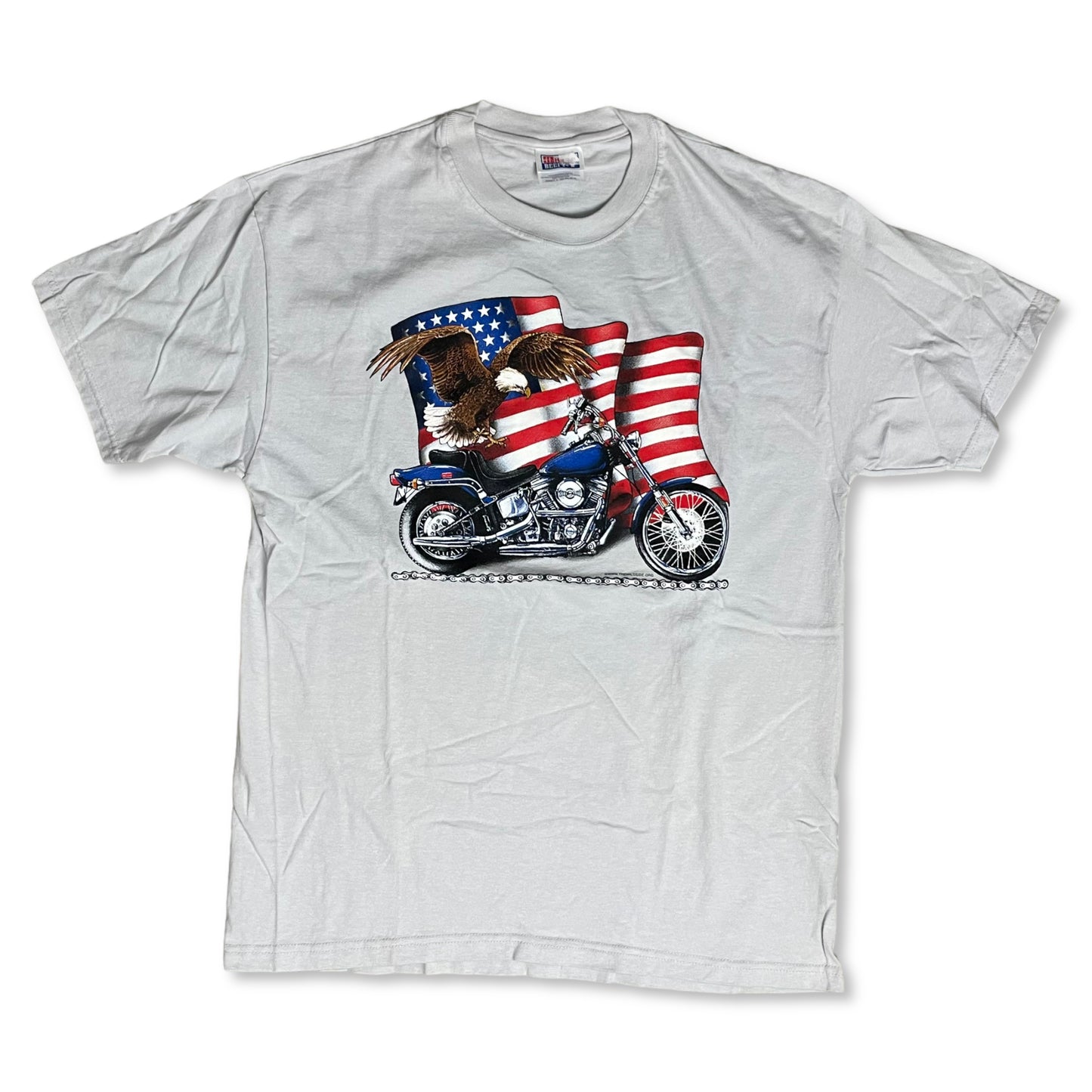 VINTAGE PATRIOTIC MOTORCYCLE T SHIRT - L