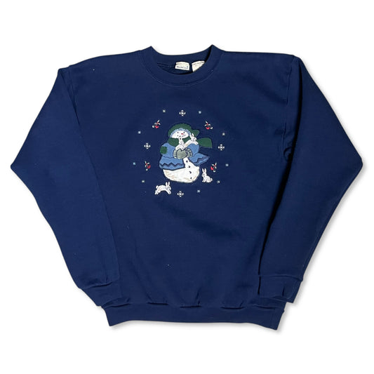 VINTAGE SNOWMAN AND BUNNIES SWEATSHIRT - WOMEN’S M