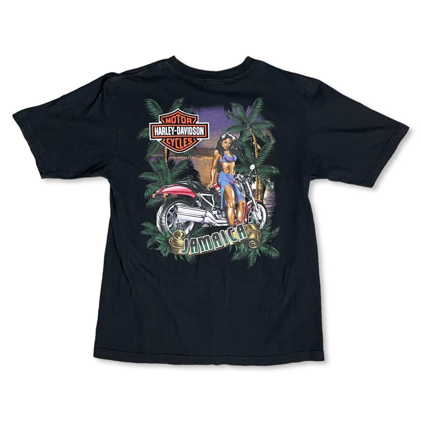 HARLEY DAVIDSON JAMAICA BIKER GIRL T SHIRT - L