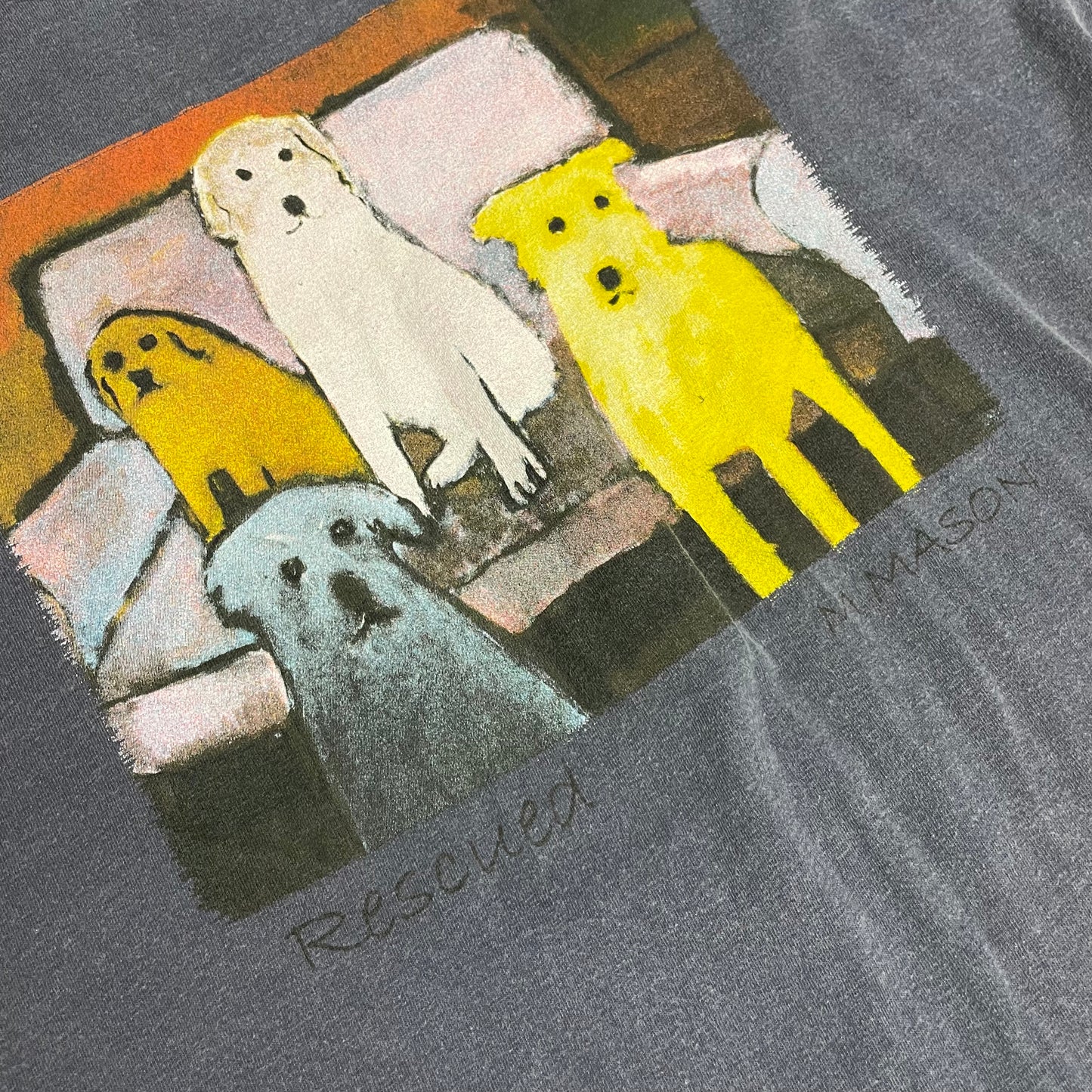 RESCUED DOGS ART T SHIRT - XL