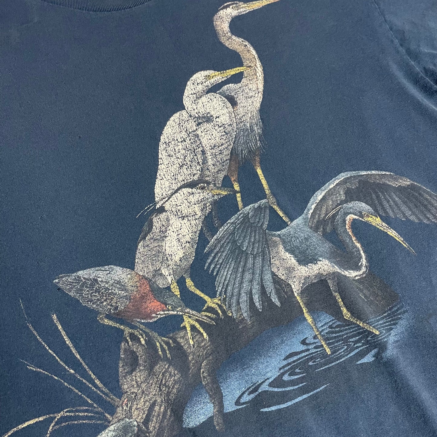 VINTAGE HERON BIRD WILDLIFE T SHIRT - L