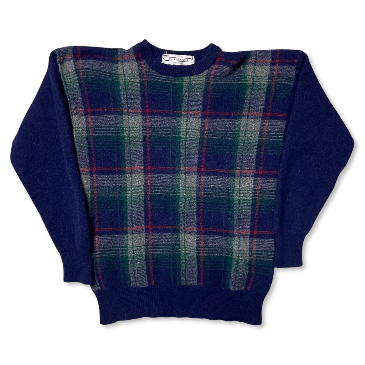 VINTAGE 100% LAMBSWOOL PLAID SWEATER - XL