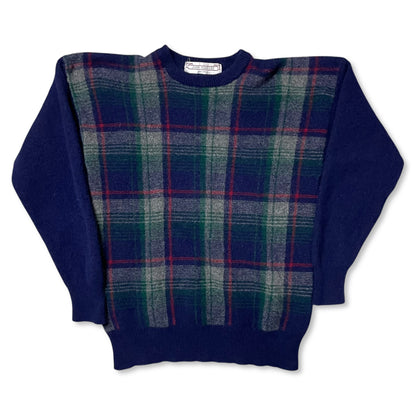 VINTAGE 100% LAMBSWOOL PLAID SWEATER - XL