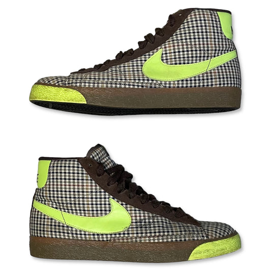 2008 NIKE BLAZER MID BROWN TWEED PLAID - SIZE 11