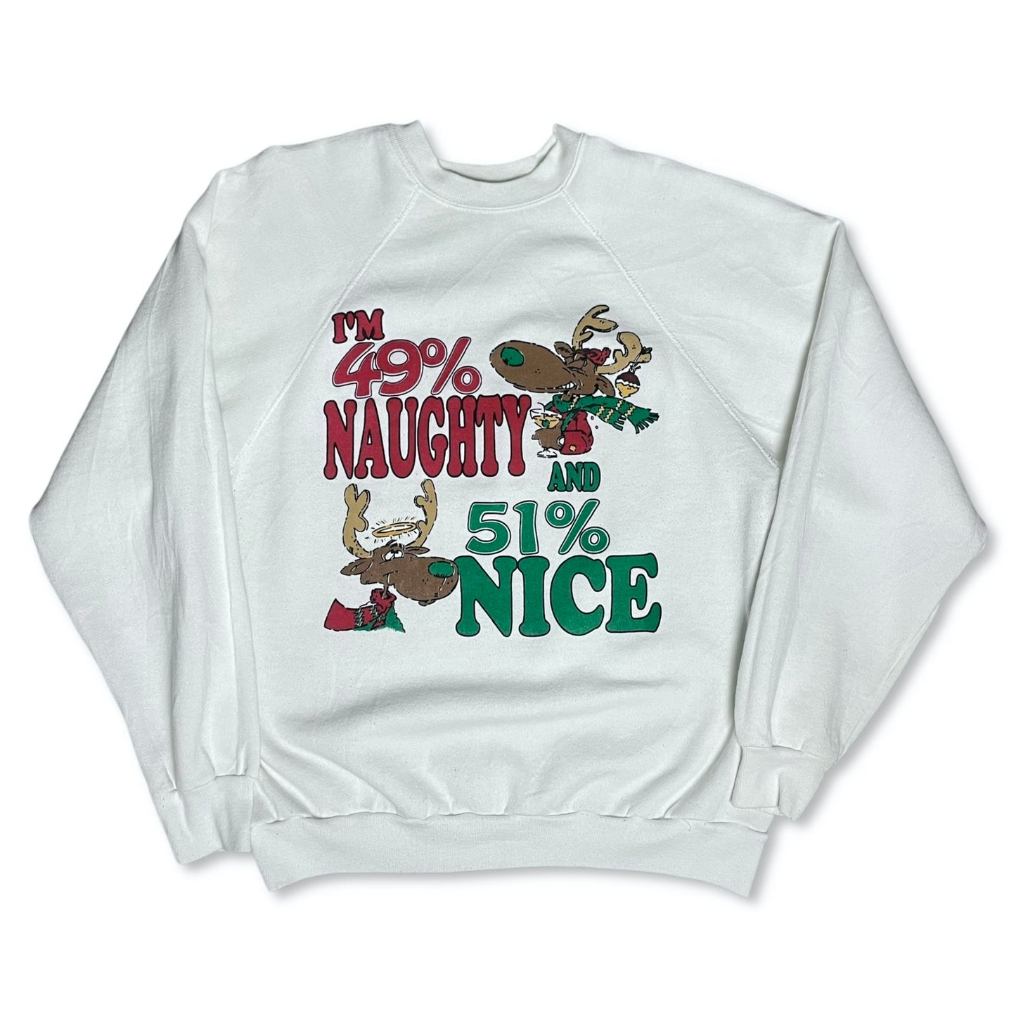 VINTAGE 90s NAUGHTY & NICE SWEATSHIRT - L