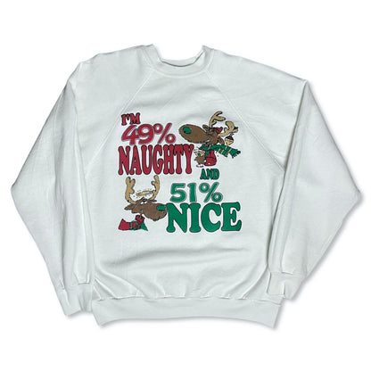 VINTAGE 90s NAUGHTY & NICE SWEATSHIRT - L