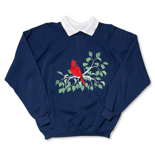 VINTAGE EMBROIDERED CARDINAL GRANDMA SWEATER - WOMEN’S XL