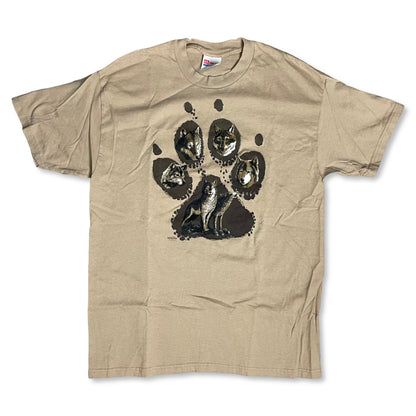 VINTAGE WOLF PAW PRINT T SHIRT - L