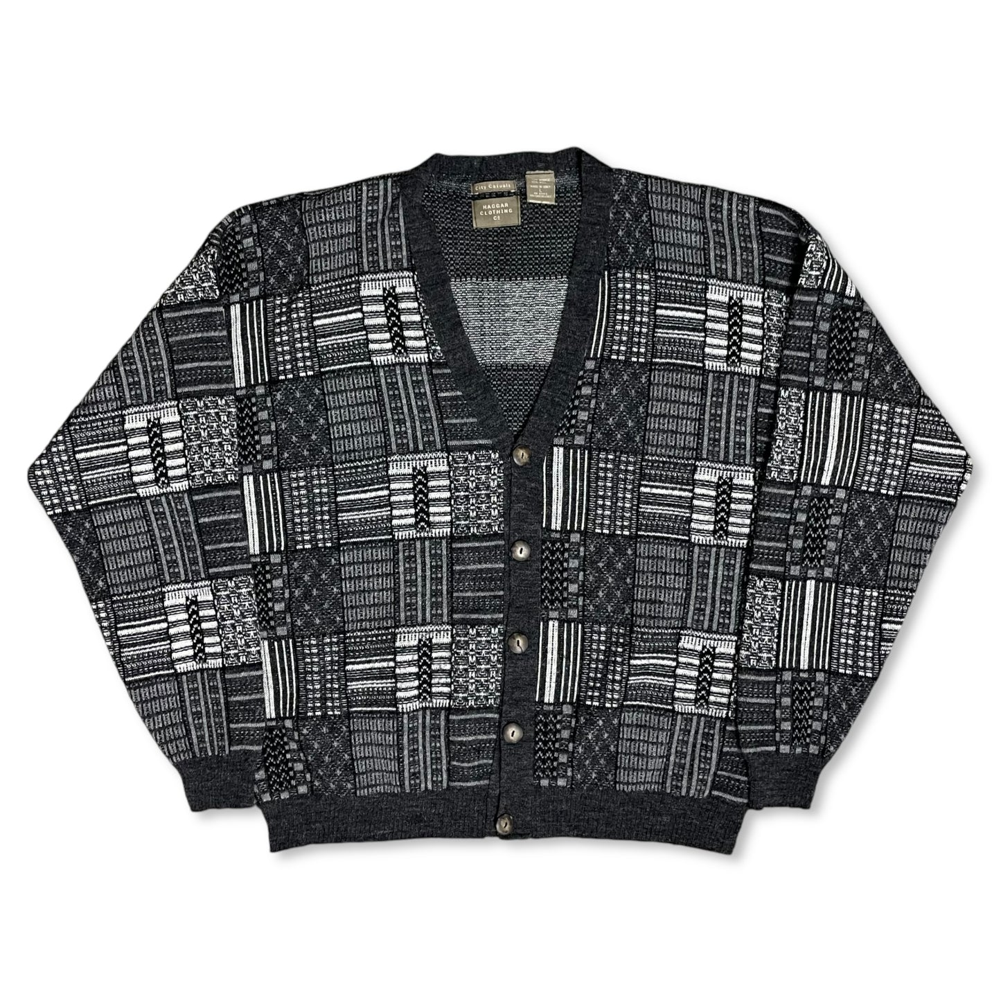 VINTAGE 90s ABSTRACT CARDIGAN - L