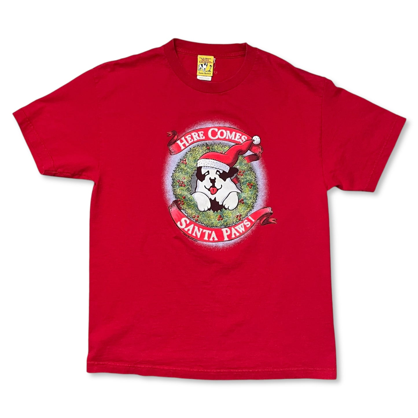 VINTAGE 1996 BIG DOGS SANTA PAWS T SHIRT - L