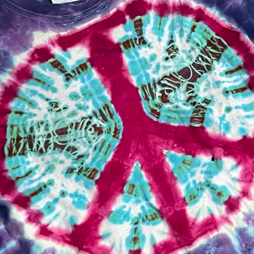 TIEDYE PEACE SIGN T SHIRT - S