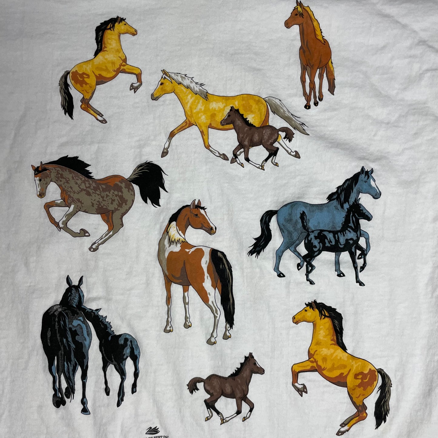 VINTAGE 90s HORSES T SHIRT - L