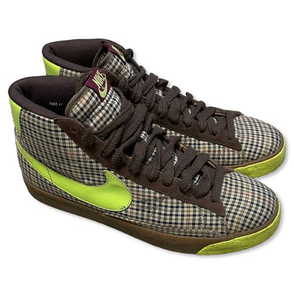 2008 NIKE BLAZER MID BROWN TWEED PLAID - SIZE 11