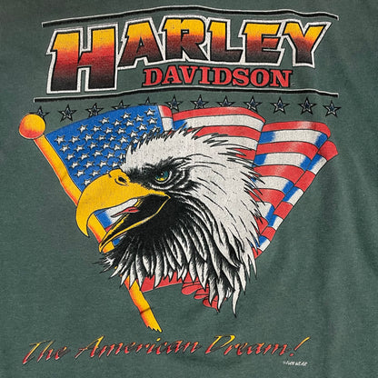 VINTAGE HARLEY DAVIDSON THE AMERICAN DREAM HENLEY T SHIRT - L