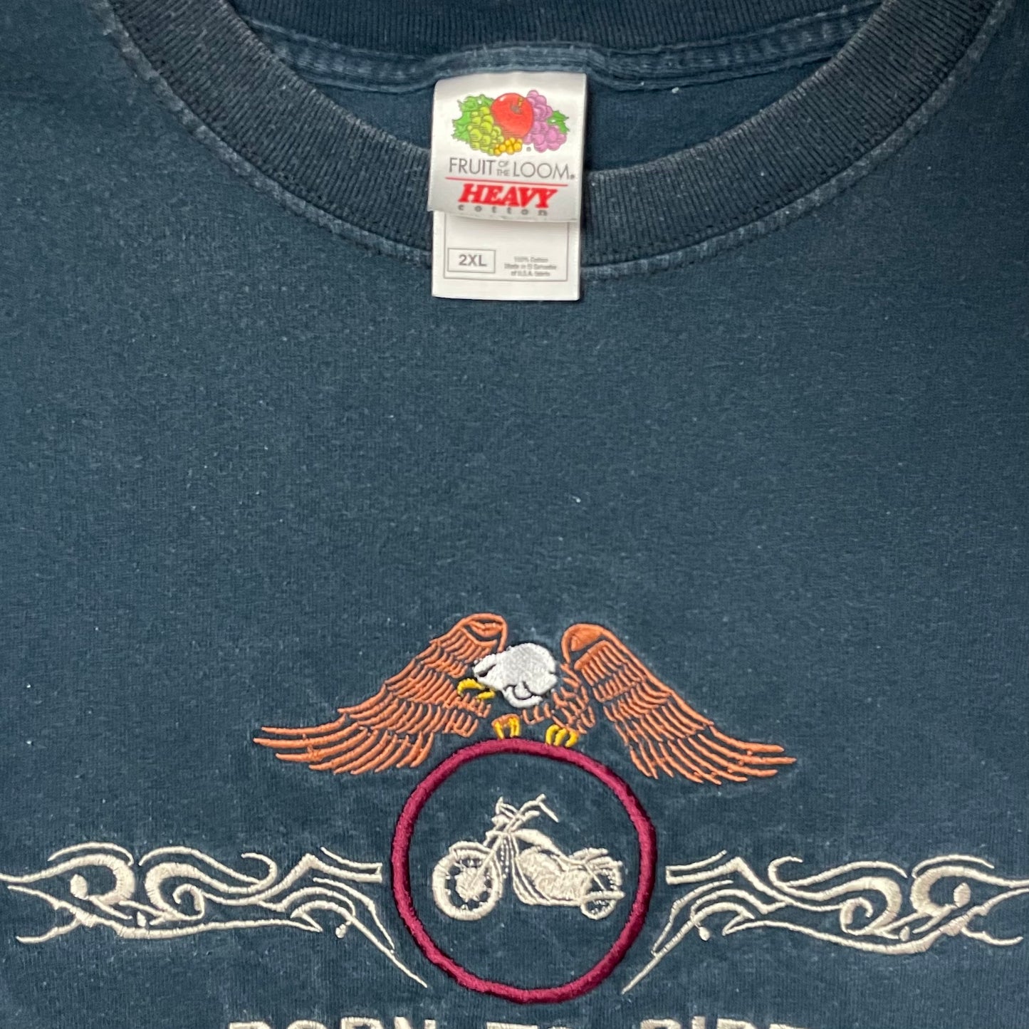 BORN TO RIDE EMBROIDERED BIKER T SHIRT - XXL