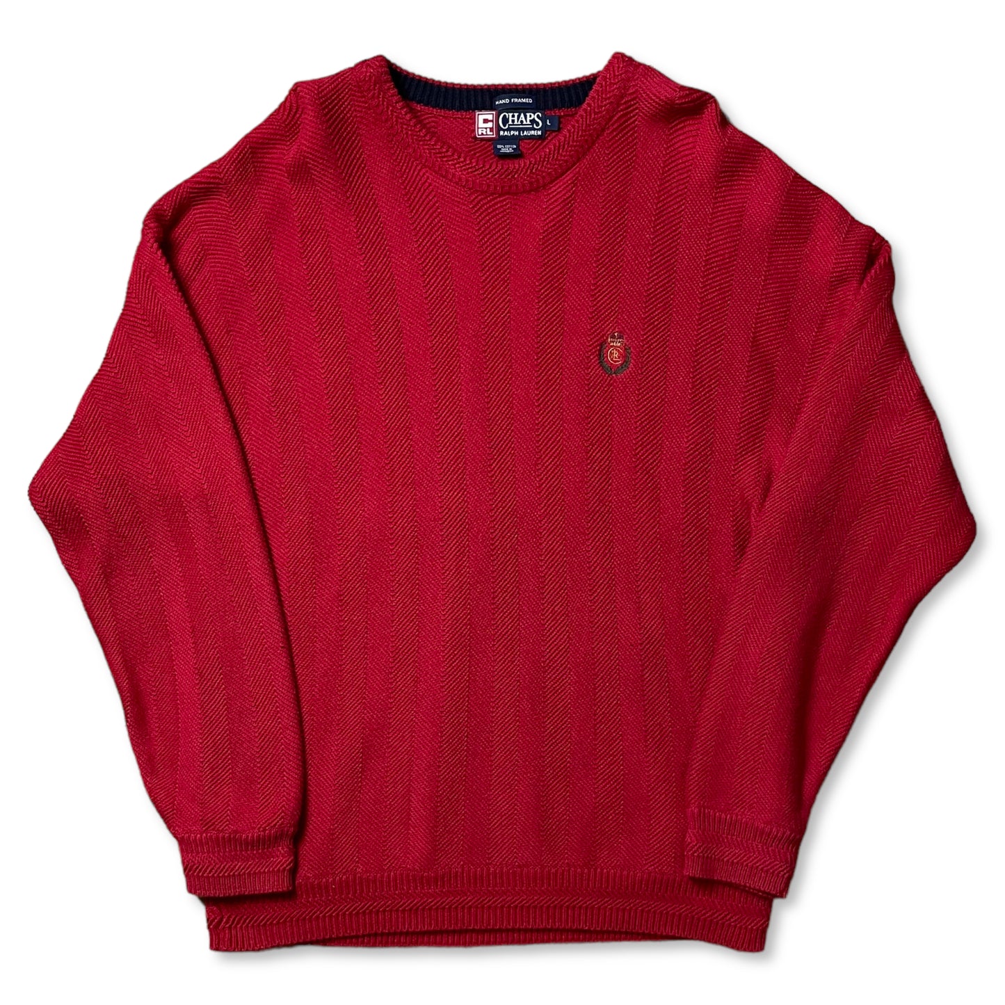 CHAPS RALPH LAUREN HAND FRAMED SWEATER - L