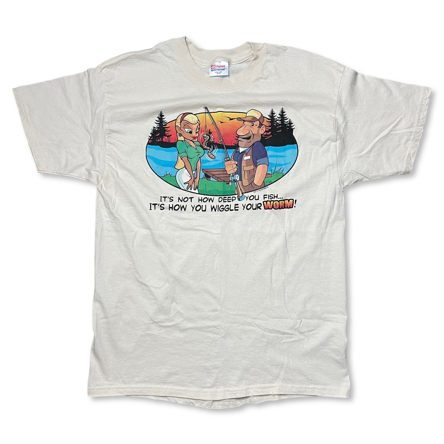 VINTAGE NSFW FISHING T SHIRT - L