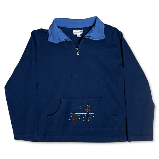 EMBROIDERED FALL QUARTER ZIP - WOMEN’S M