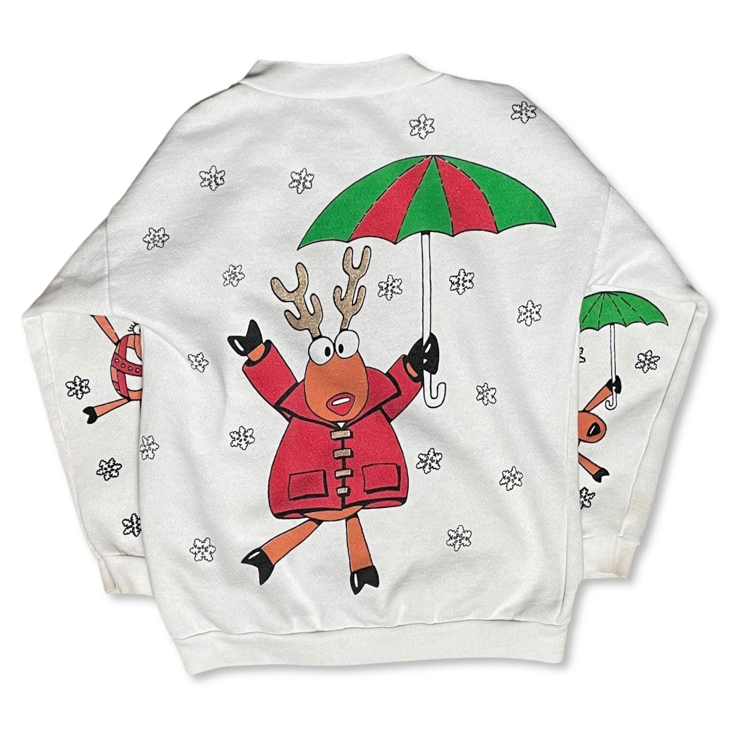 VINTAGE 80s REINDEER AOP SWEATSHIRT - YOUTH S