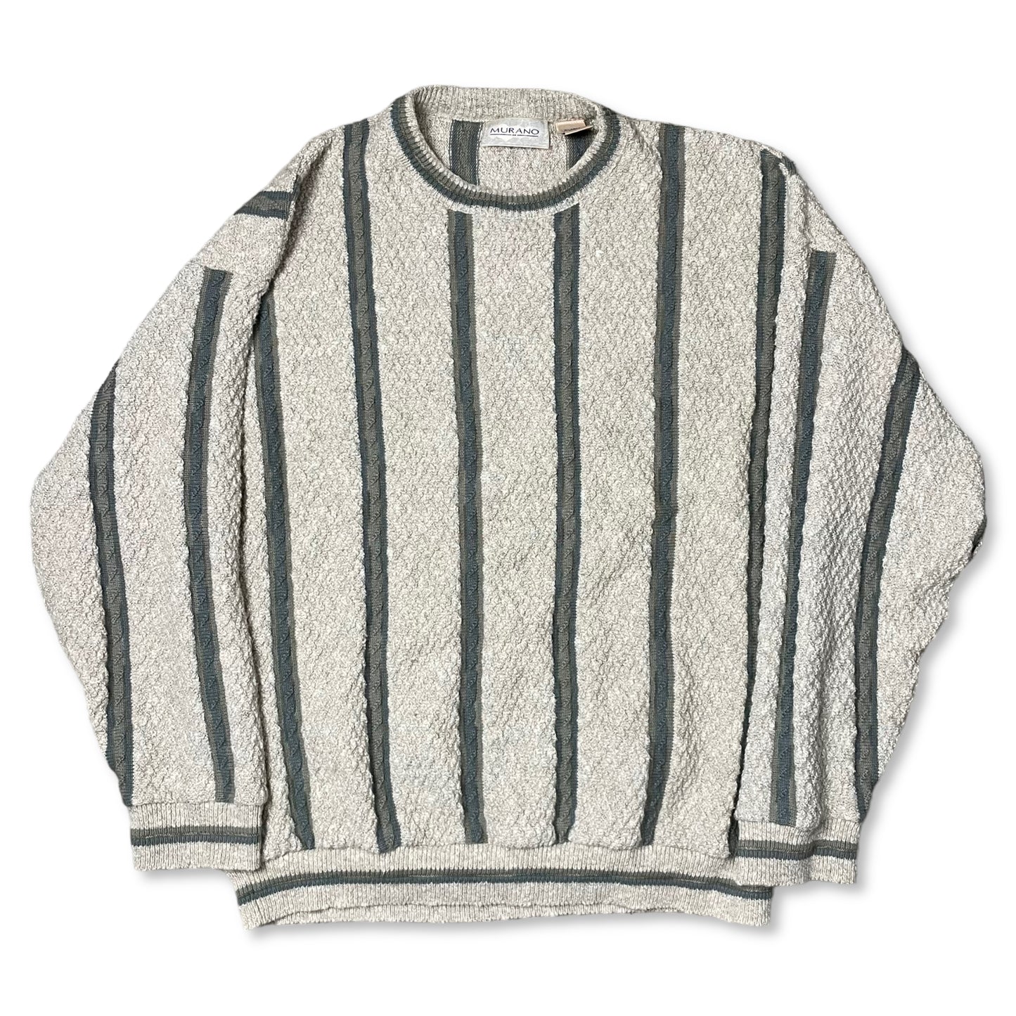 VINTAGE MURANO STRIPED GRANDPA SWEATER - XL