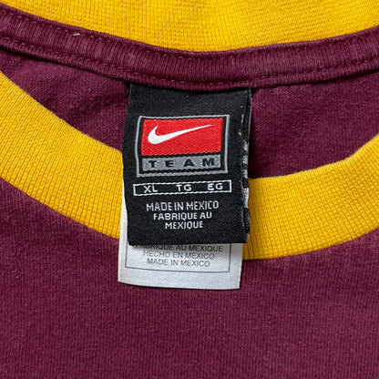 Y2K NIKE ARIZONA STATE CENTER SWOOSH RINGER STYLE T SHIRT - XL