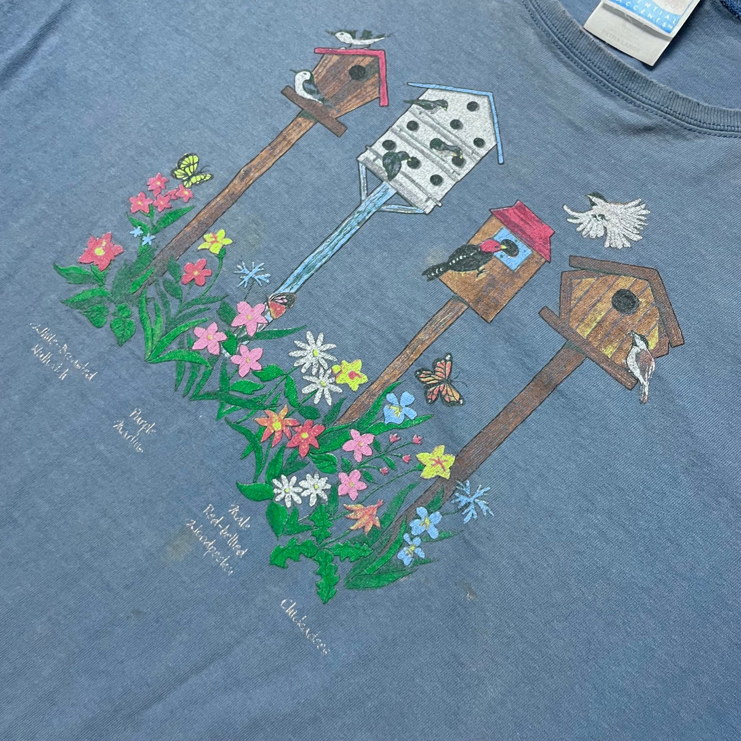 VINTAGE BIRD HOUSE WITH FLOWERS T SHIRT - WOMEN’S XL