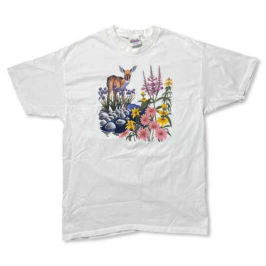 VINTAGE DEER NATURE T SHIRT - L