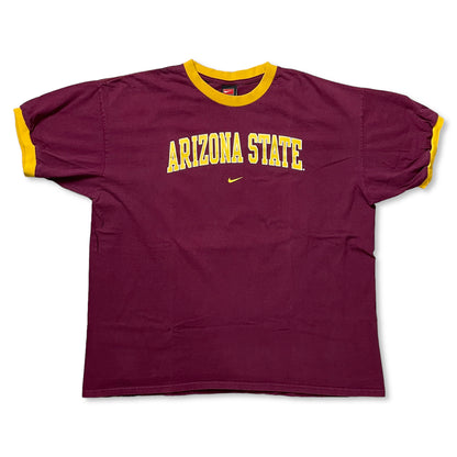 Y2K NIKE ARIZONA STATE CENTER SWOOSH RINGER STYLE T SHIRT - XL