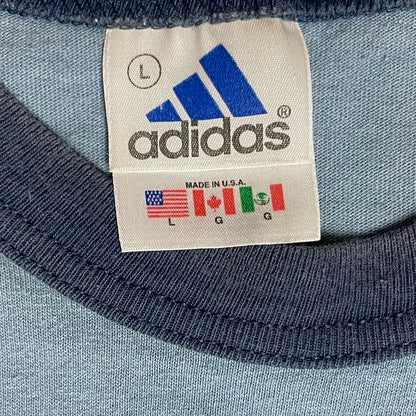 Y2K ADIDAS RINGER T SHIRT - L